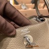 Hermes Mini Lindy Clemence 18/Étoupe Grey Silver Hardware 092