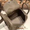 Hermes Mini Lindy Clemence 18/Étoupe Grey Gold Hardware 093