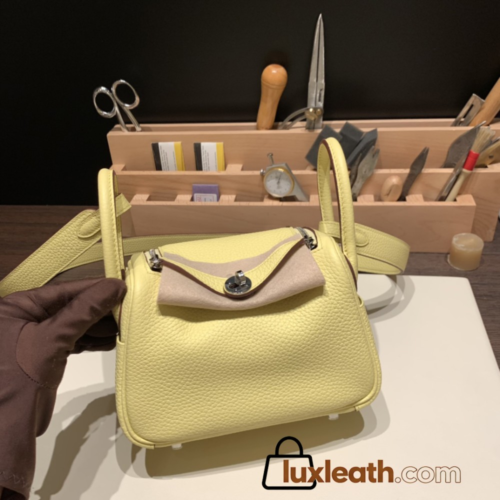 Hermes Mini Lindy Clemence 1Z /Jaune Poussin Silver Hardware 101
