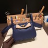 Hermes Mini Lindy Clemence 73 /Blue Saphir Gold Hardware 103
