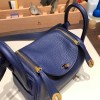 Hermes Mini Lindy Clemence 73 /Blue Saphir Gold Hardware 103