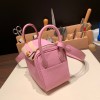 Hermes Mini Lindy Clemence X9/ Mauve Sylvestre Gold Hardware  105
