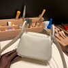 Hermes Mini Lindy Clemence 80 / Pearl Grey Gold Hardware 108
