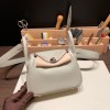 Hermes Mini Lindy Clemence 80 / Pearl Grey Silver Hardware 109