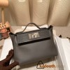 Hermes kelly 2424 Matte Crocodile 8F / Etain Silver Hardware Full Handmade
