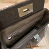 Hermes kelly 2424 Matte Crocodile 8F / Etain Silver Hardware Full Handmade
