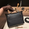 Hermes Mini kelly 2424 89 /Black (Noir)  Gold Hardware 21cm  Full Handmade