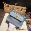 Hermes Mini kelly 2424 J7 /Blue Lin evercolor Gold Hardware 21cm Full Handmade