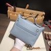 Hermes Mini kelly 2424 J7 /Blue Lin evercolor Gold Hardware 21cm Full Handmade