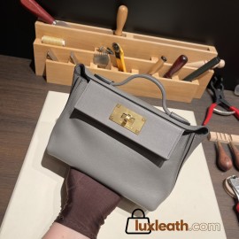Hermes Mini kelly 21cm 2424 0L/ Gris Meyer Silver Hardware Full Handmade