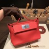 Hermes Mini 21cm kelly 2424 evercolor S3/Rouge Cœur Silver Hardware Full Handmade