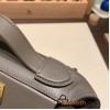 Hermes 21cm Mini kelly 2424 evercolor 8F /Etain Gold Hardware Full Handmade