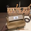 Hermes 21cm Mini kelly 2424 evercolor D0 /Beige de Weimar& 18 /Étoupe Grey Silver Hardware Full Handmade