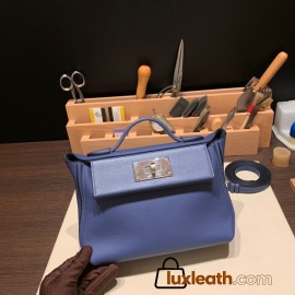 Hermes 21cm Mini kelly 2424 evercolor 7E /Blue Brighton Silver Hardware Full Handmade