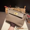 Hermes 21cm Mini kelly 2424 18/Étoupe Grey Silver Hardware Full Handmade