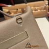 Hermes 21cm Mini kelly 2424 18/Étoupe Grey Silver Hardware Full Handmade