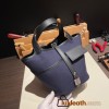 Hermes Picotin  Swift & canvas cargo 18cm 73 /Blue Saphir & 89/Black Silver Hardware