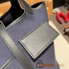 Hermes Picotin  Swift & canvas cargo 18cm 73 /Blue Saphir & 89/Black Silver Hardware