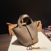 Hermes Picotin cargo Clemence 18cm 18 /Étoupe Grey Gold Hardware