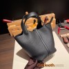 Hermes Picotin cargo Clemence 18cm 89 /Black (Noir) Silver Hardware