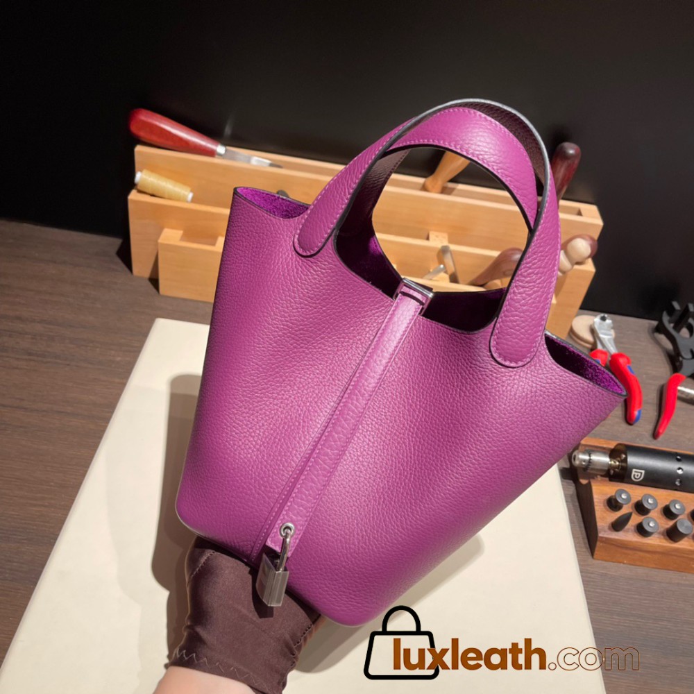 Hermes Picotin cargo Clemence 18cm P9 /Anemone Silver Hardware