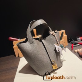 Hermes Picotin cargo Clemence 18cm 8F /Etain Gold Hardware