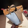 Hermes Picotin Clemence 18cm J7 /Blue Lin& 18/Étoupe Grey Silver Hardware