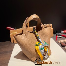 Hermes Picotin Clemence 18cm 0M/Chai Silver Hardware