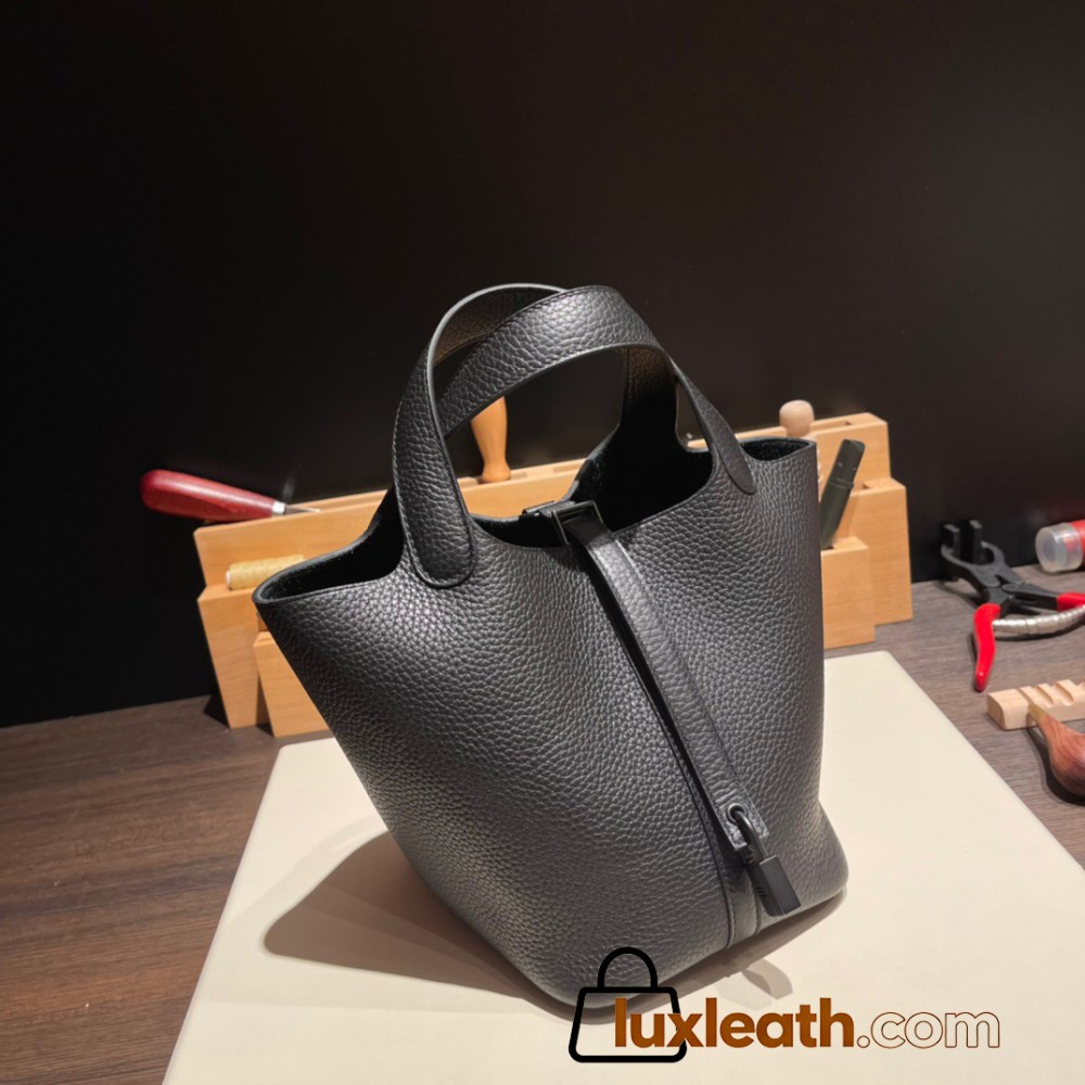 Hermes Picotin Clemence 18cm so black black Hardware