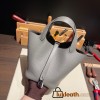 Hermes Picotin Clemence 18cm 0L/ Gris Meyer Silver Hardware