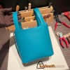 Hermes Picotin Clemence 18cm 7F /Blue Paon Silver Hardware