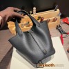 Hermes Picotin Clemence 18cm 89 /Black (Noir) Gold Hardware