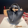 Hermes Picotin Clemence 18cm 89 /Black (Noir) Gold Hardware