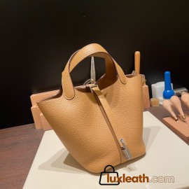 Hermes Picotin Clemence 18cm 4B /Biscuit Silver Hardware