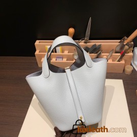 Hermes Picotin Clemence 18cm 08 /Blue Pale Gold Hardware