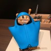 Hermes Picotin Clemence 18cm 0F /Blue Frida Silver Hardware