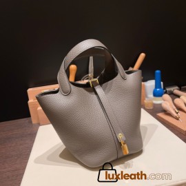 Hermes Picotin Clemence 18cm 8F /Etain Gold Hardware