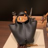 Hermes Picotin Clemence 18cm 89 /Black (Noir) Black Hardware