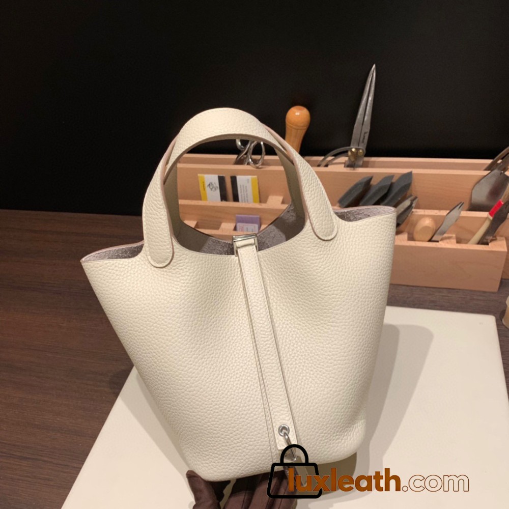 Hermes Picotin Clemence 18cm 10 /Craie Silver Hardware