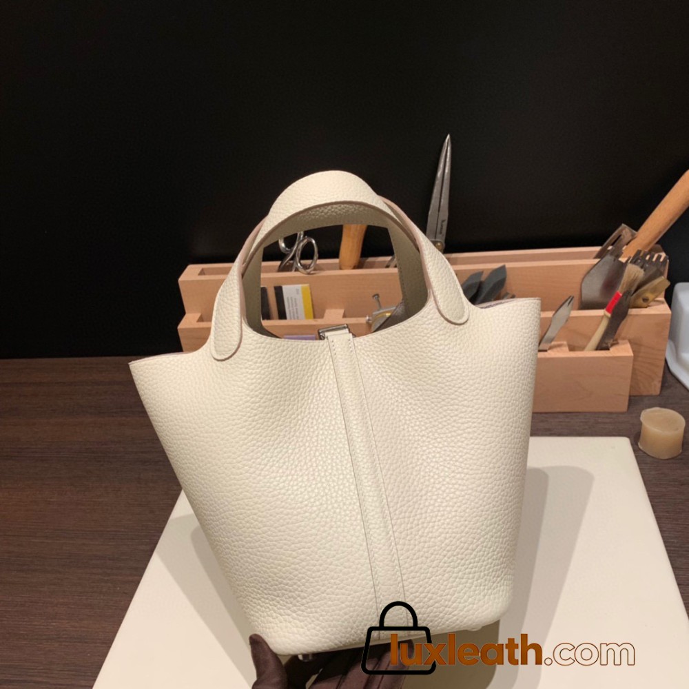 Hermes Picotin Clemence 18cm 10 /Craie Gold Hardware