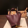 Hermes Picotin Clemence 18cm 0G/ Rouge Sellier Gold Hardware