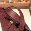 Hermes Picotin Clemence 18cm 0G/ Rouge Sellier Gold Hardware