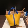 Hermes Picotin Clemence 18cm 9D Jaune Ambre & 7T /Blue Electric Silver Hardware