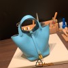 Hermes Picotin Clemence 18cm P3 /Blue du Nord Gold Hardware
