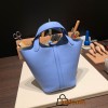 Hermes Picotin Clemence 18cm 2T /Blue Paradise Silver Hardware