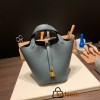 Hermes Picotin Clemence 18cm Y7/ Blue Orage Gold Hardware