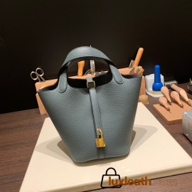 Hermes Picotin Clemence 18cm Y7/ Blue Orage Gold Hardware