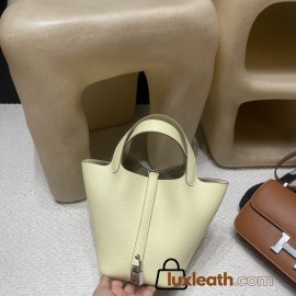 Picotin Lock 18/PM New Stock Picotin I8 Jaune Milton [2024 SS New Color] Silver Hardware Fully Hand-Stitched