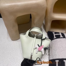 Picotin Lock 18/PM Taurillon Clemence (TC) 0S Vert Fizz (Hermes Vert Fizz) Silver Hardware Fully Hand-Stitched