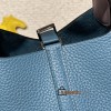 Picotin Lock 18/PM Taurillon Clemence (TC) 75/Blue Jean & 09 Mauve Pale (New Color Launched in Hermes 2022 AW) Silver Hardware Fully Hand-Stitched